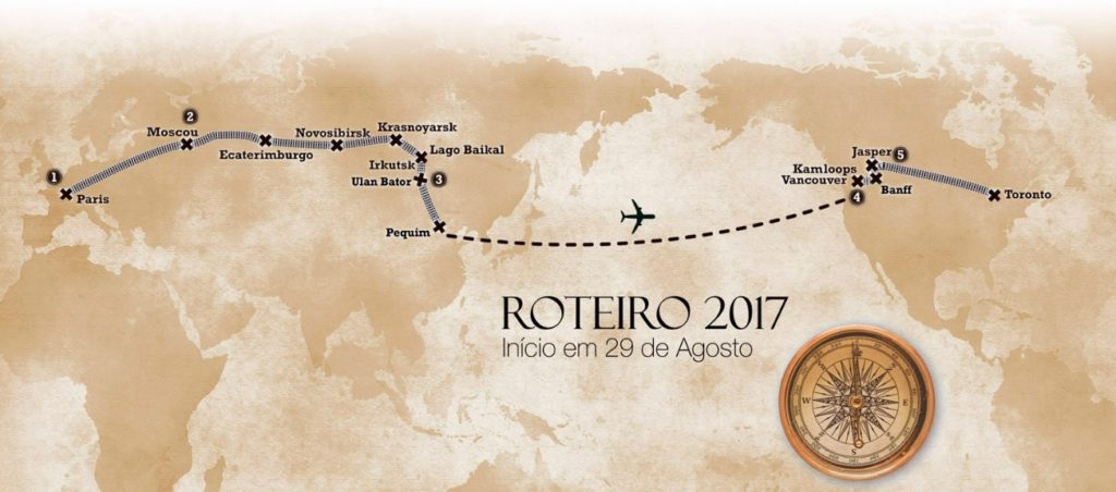 Roteiro da Volta ao Mundo de Trem, idealizado pela empresa Trains & Tours Lufthansa (Divulgação)
