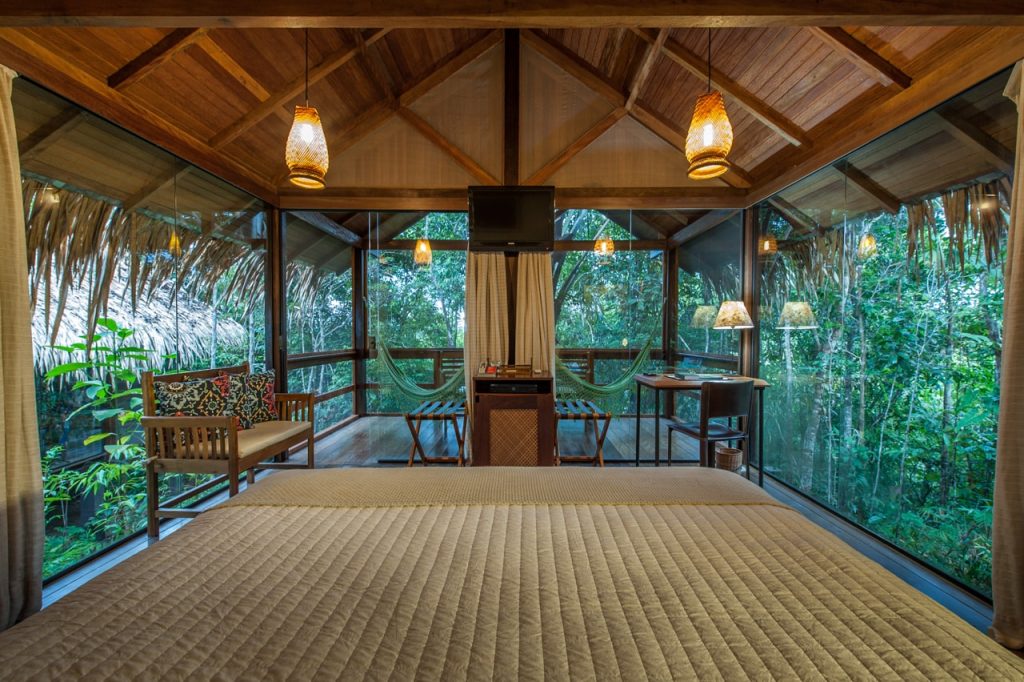 O Anavilhanas Jungle Lodge é um pequeno e exclusivo Hotel de Selva, localizado em Novo Airão na Amazônia (Divulgação/Internet)